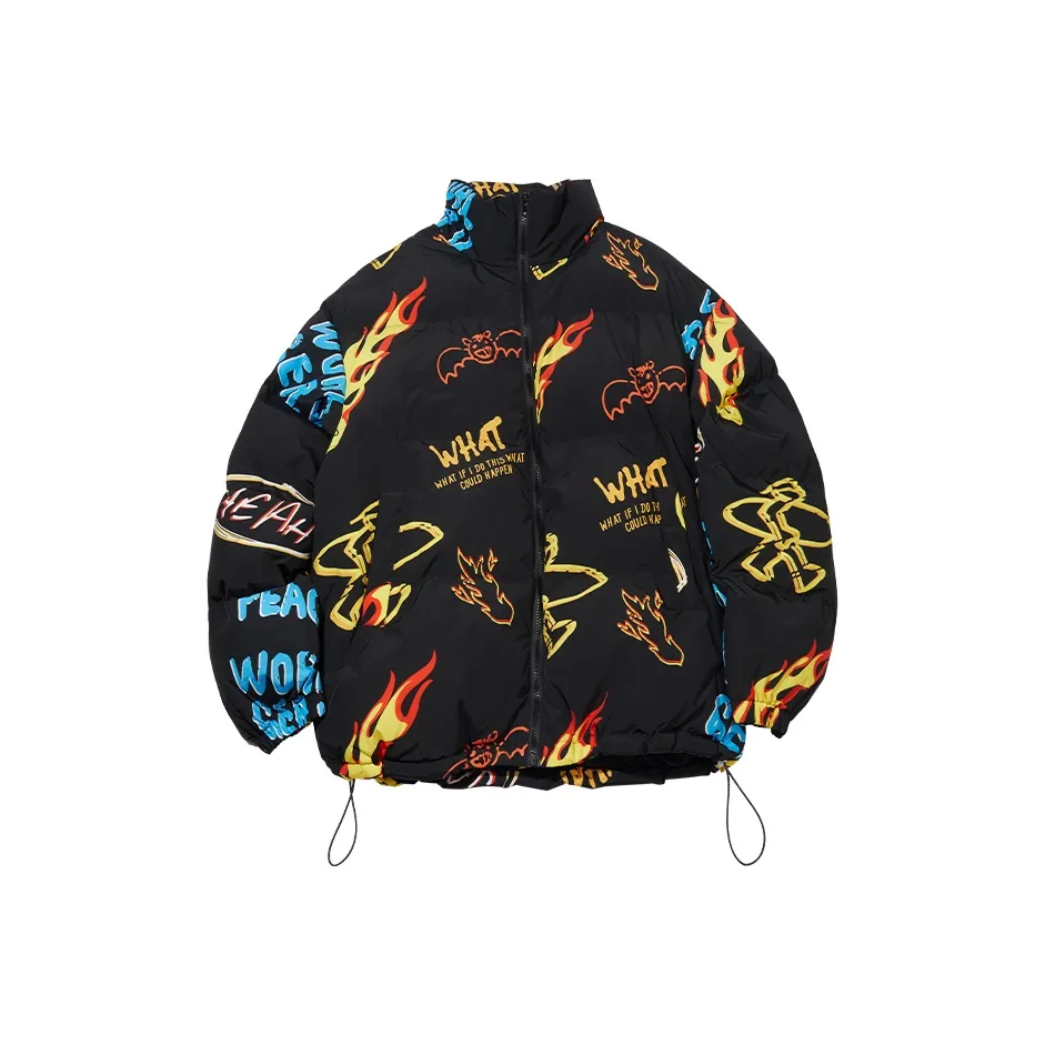 PJ's Vigor Ручная работа Воротник-стойка Свободный крой Утолщенный Пух Унисекс