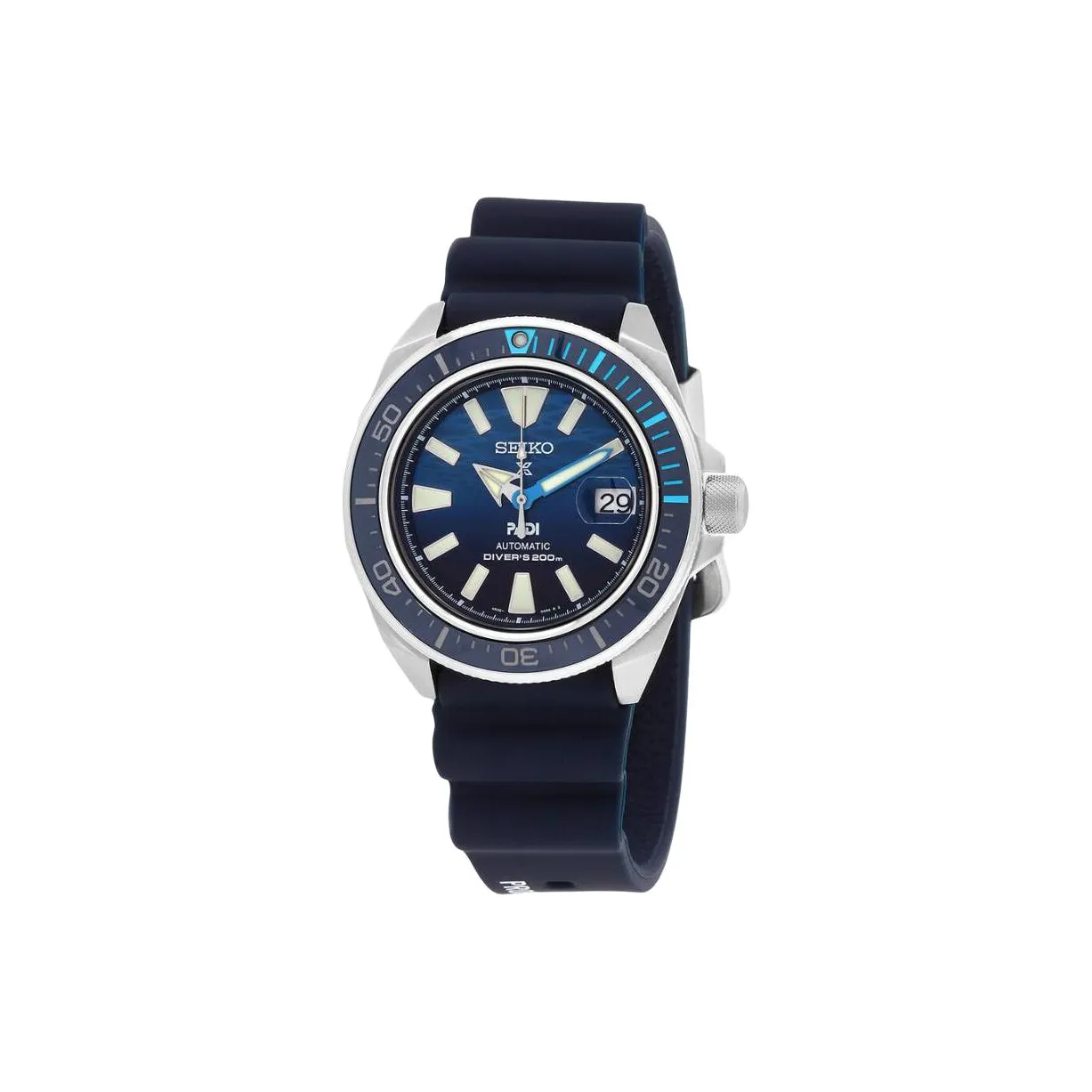 SEIKO Automatic Mechanical Movement Silicone Strap Watch 43.8mm Men's Watches Blue Dial