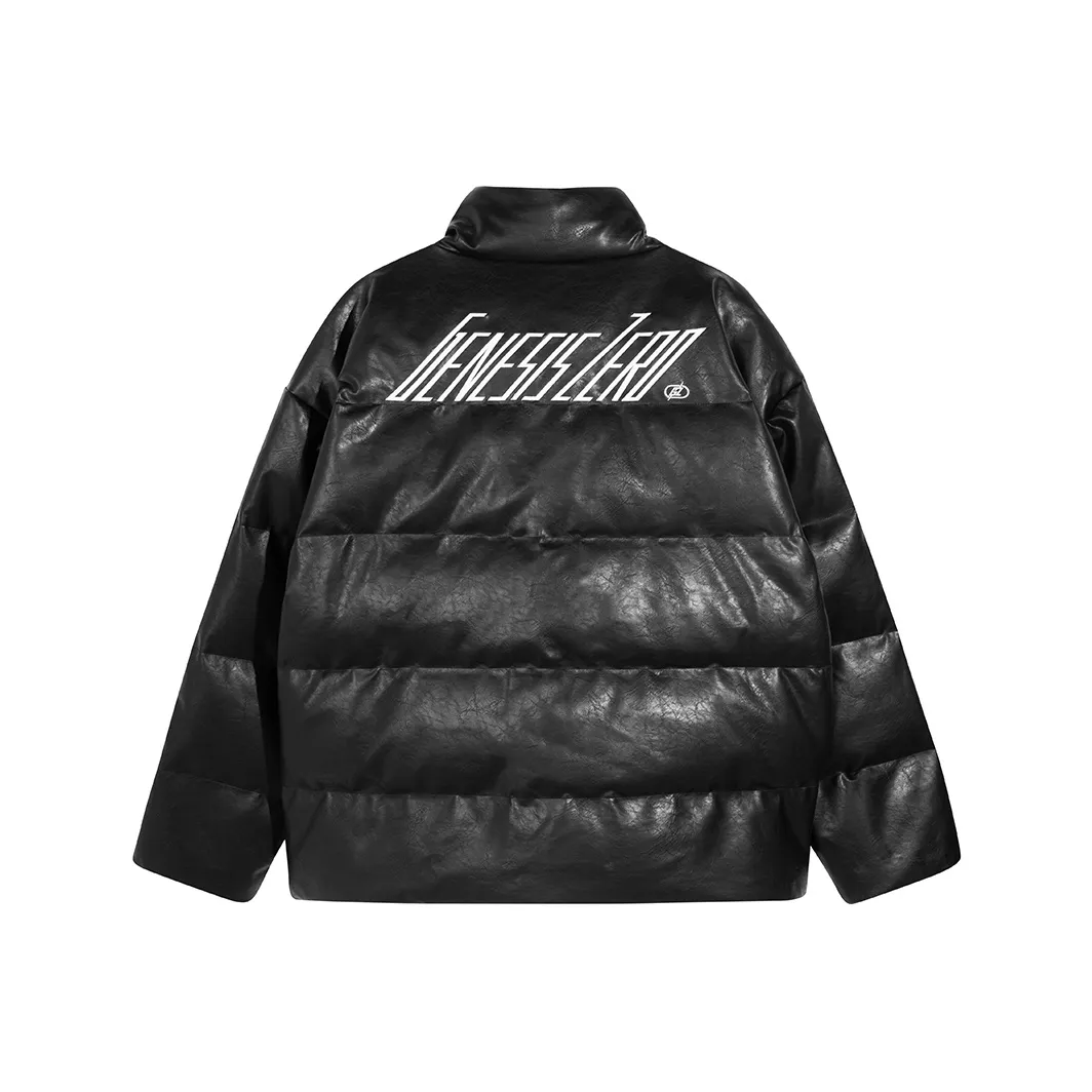 PCMY x Genesiszero Однотонный Letters Воротник-стойка Свободный крой Пуховая куртка Унисекс