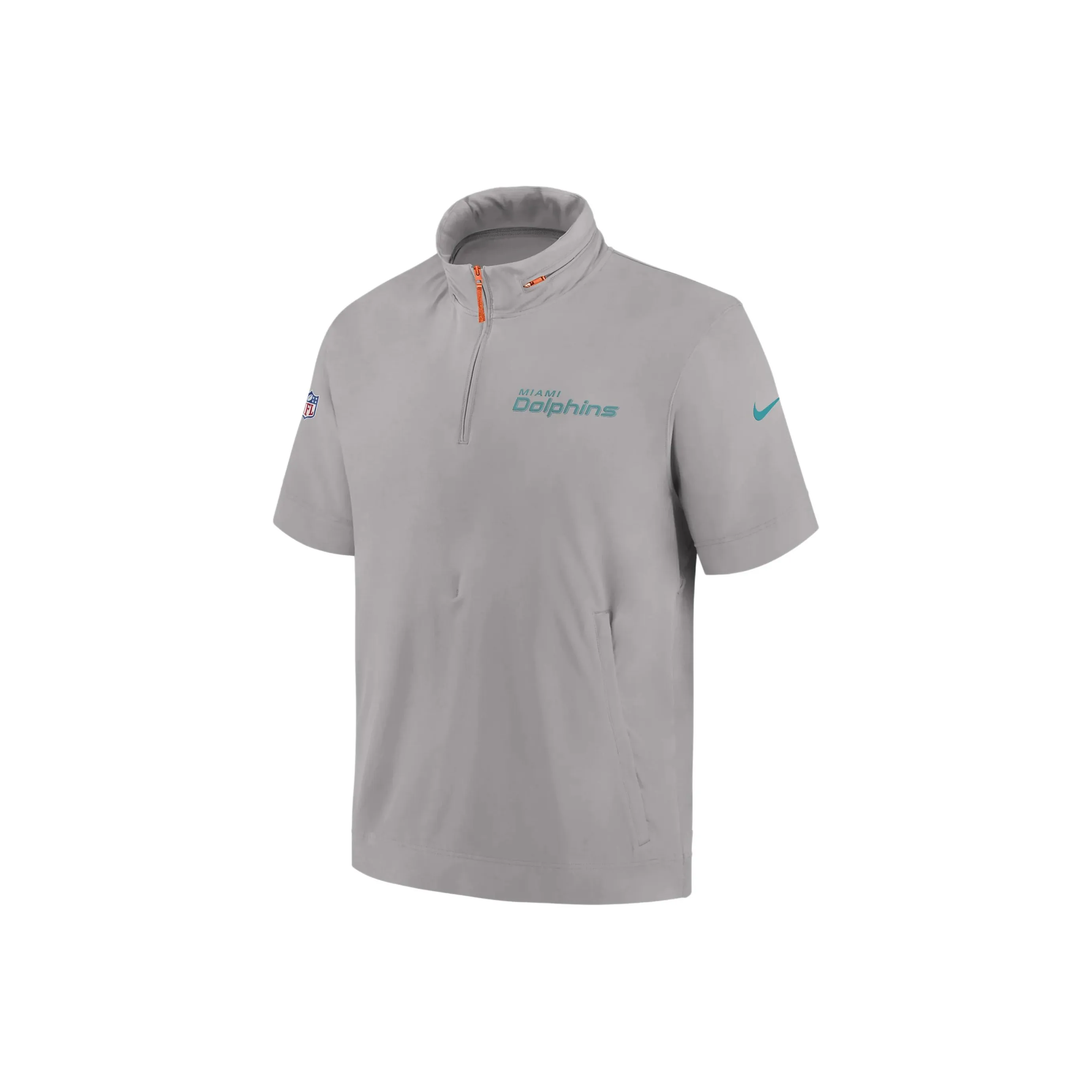 Nike Miami Dolphins Sideline Coach Men's Nike Nfl 1/2 Zip Short Sleeve Hooded Jacket