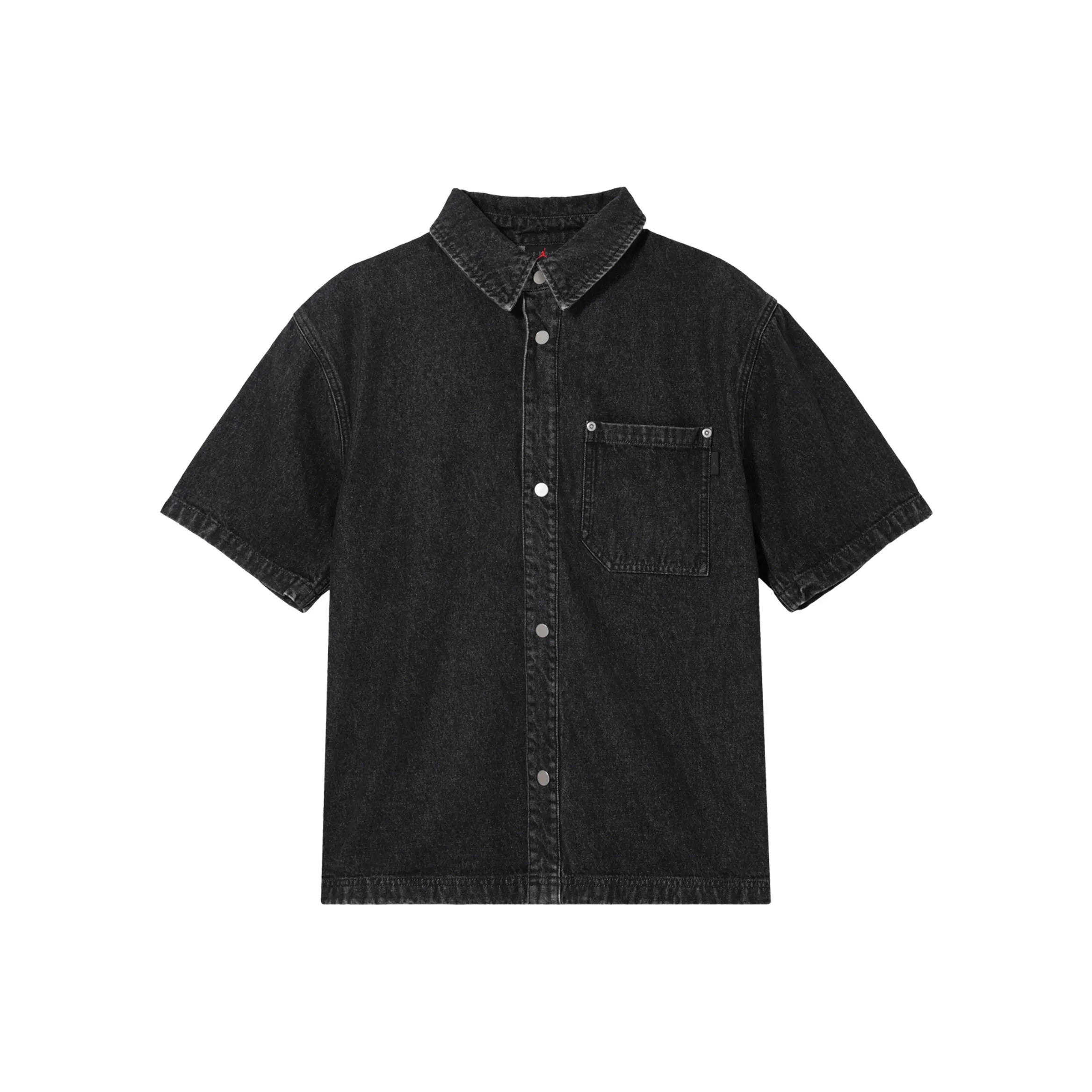 Jordan Men's Logo Collared Button Up Denim Jacket Black