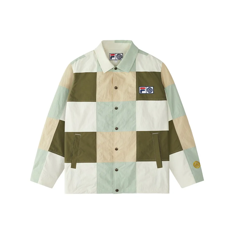 FILA FUSION x Round Two Jackets Coats Men's Beige Repair Color