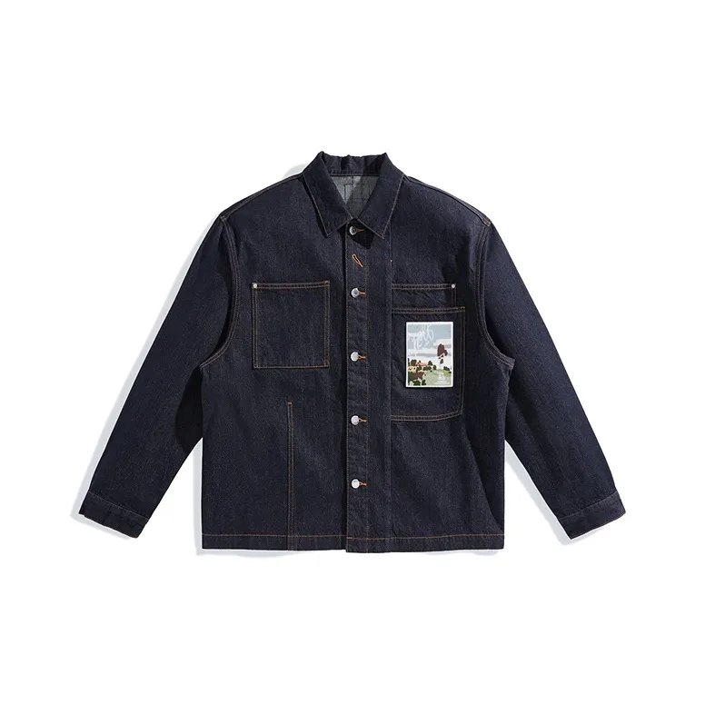 PEACEBIRD MEN Темно-синий 1 Свободный крой Мужские Джинсовые куртки