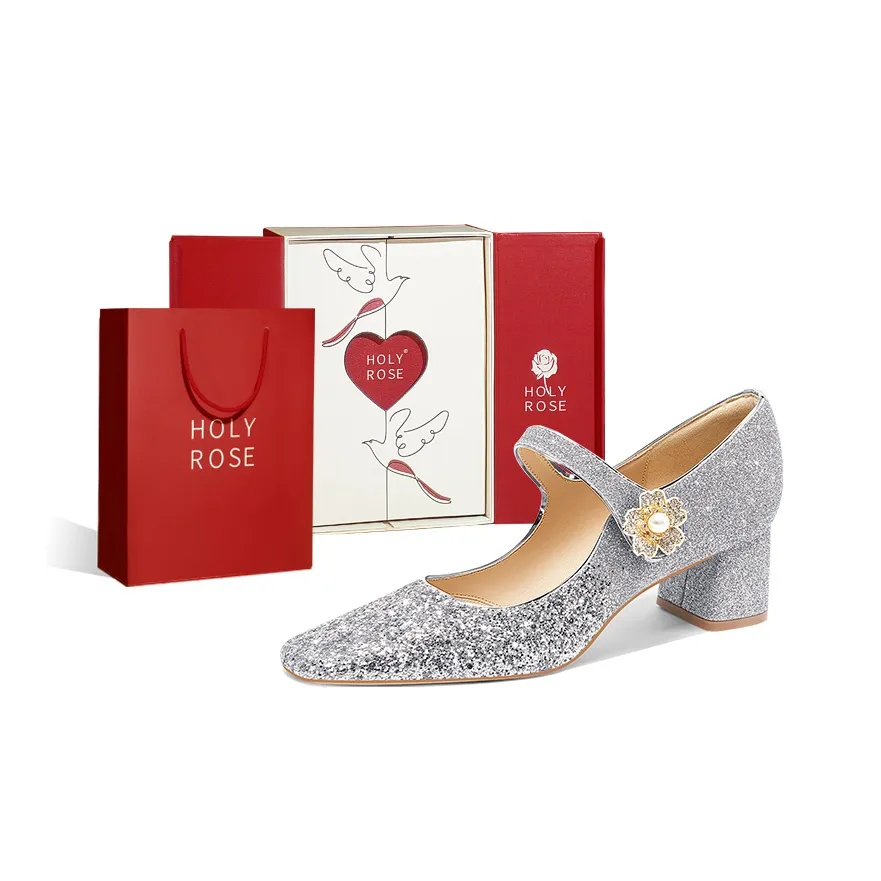 Holy Rose Туфли Мэри Джейн Женские Серебряные Коробка