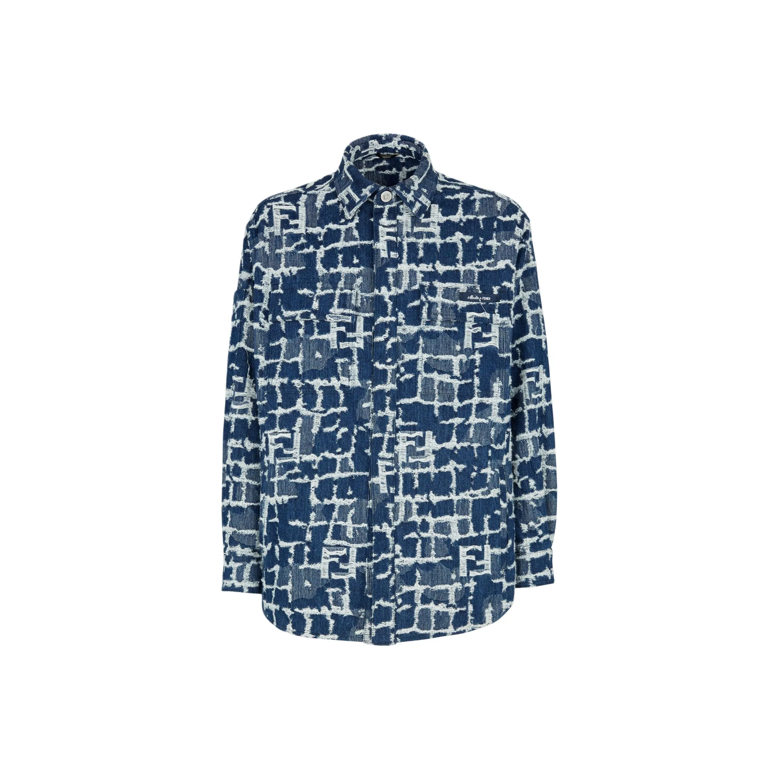 FENDI Logo Detailed Distressed Denim Jacket
