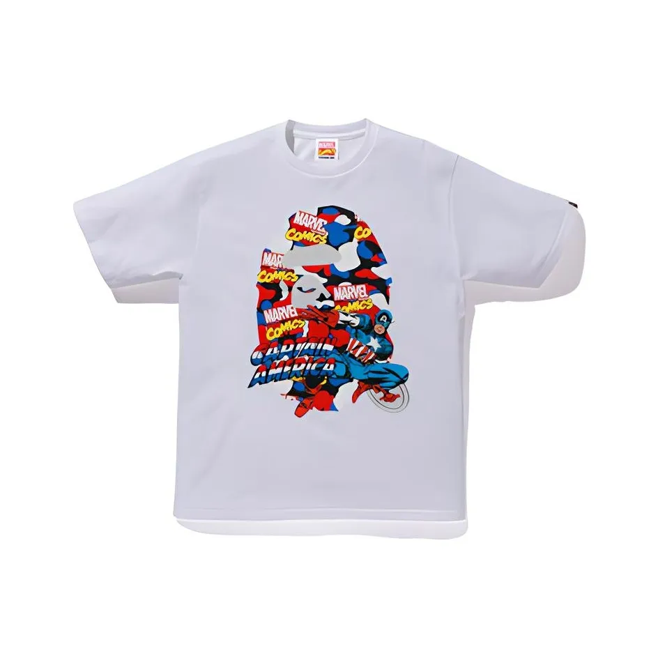 Bape X Marvel Comics Camo Captain America Tee