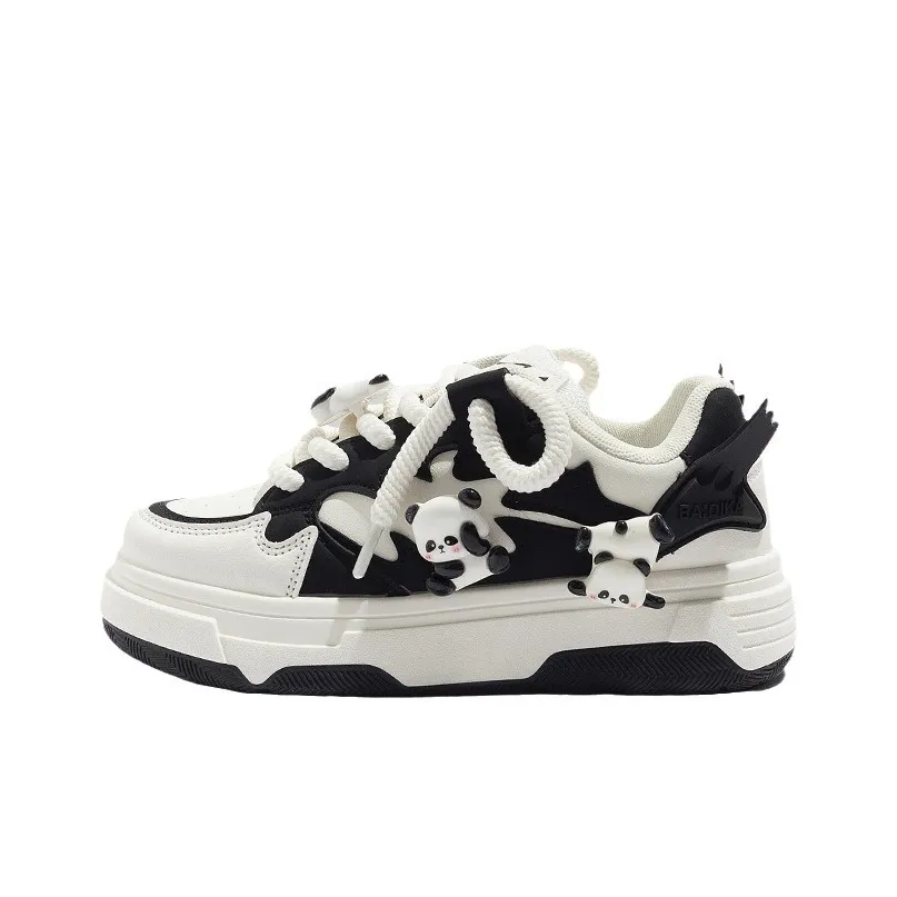 MABEL&CO Abrasion Resistant Lightweight Height Increasing Low Top Skateboard Shoes Women's White Black