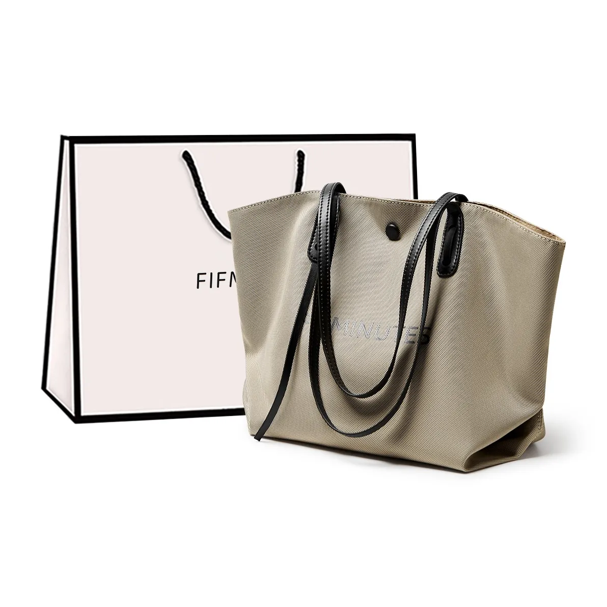 15 MINS Ткань Сумка через плечо Большая Женская Хаки Полночный Черный