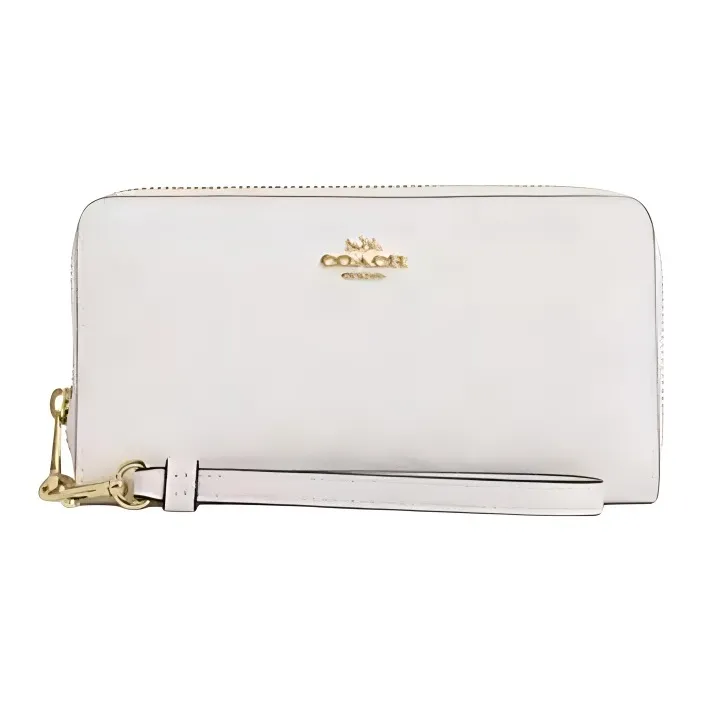 COACH Zip AroundSignature Покрытый холст Кошелек Маленький Женский Белый