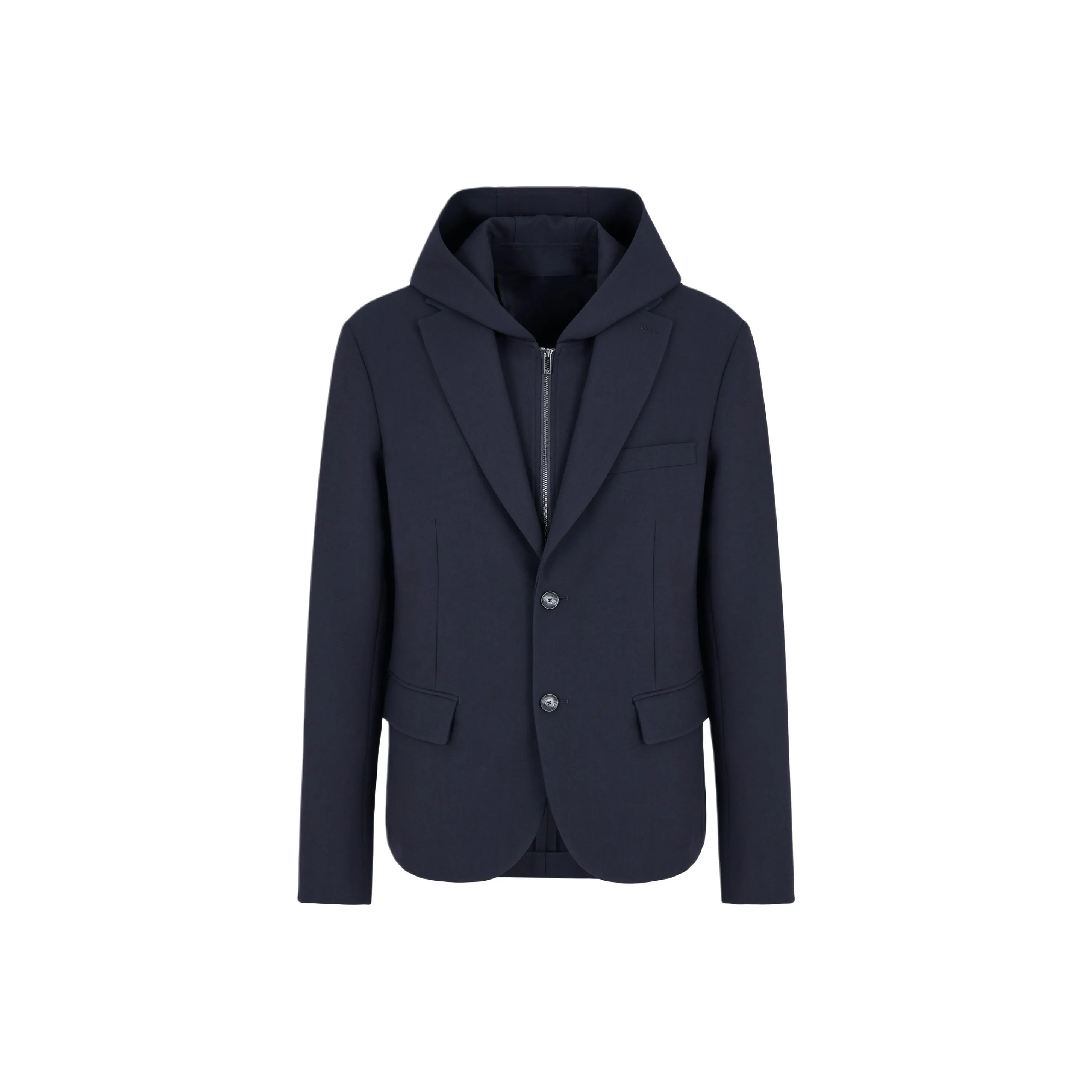 EMPORIO ARMANI Viscose blend Blazer With Detachable Inner Panel And Hood