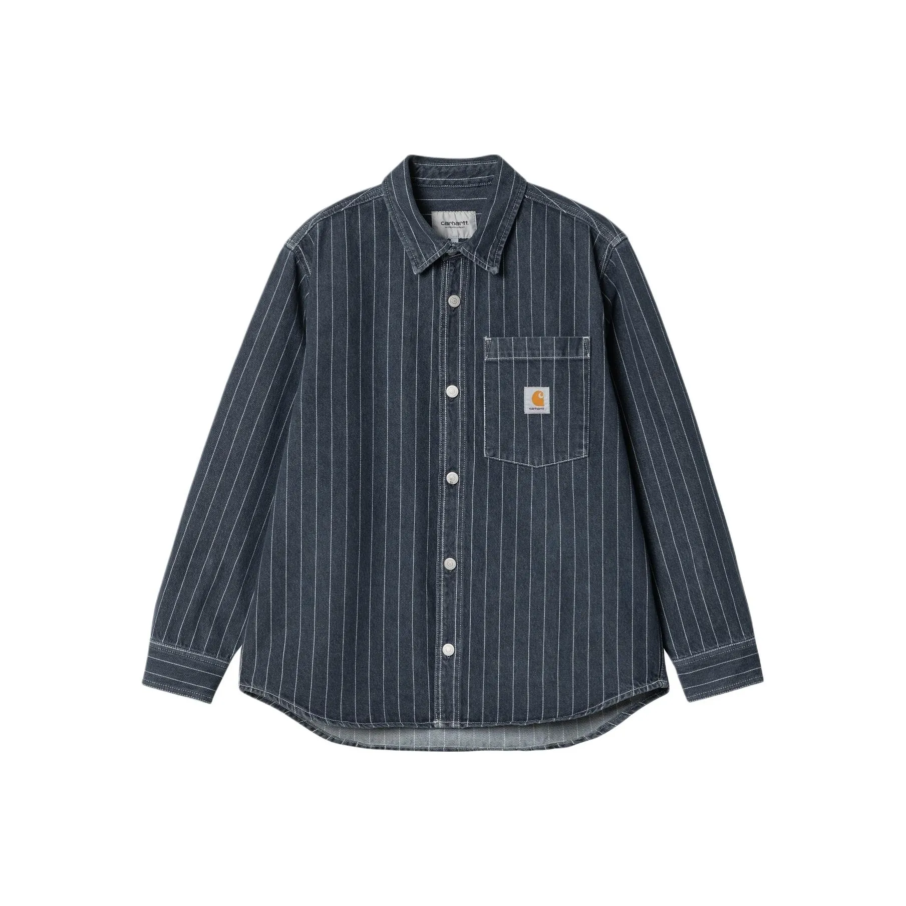 Carhartt WIP Orlean Stripe Shirt Jacket Denim Jacket Men's Dark Blue