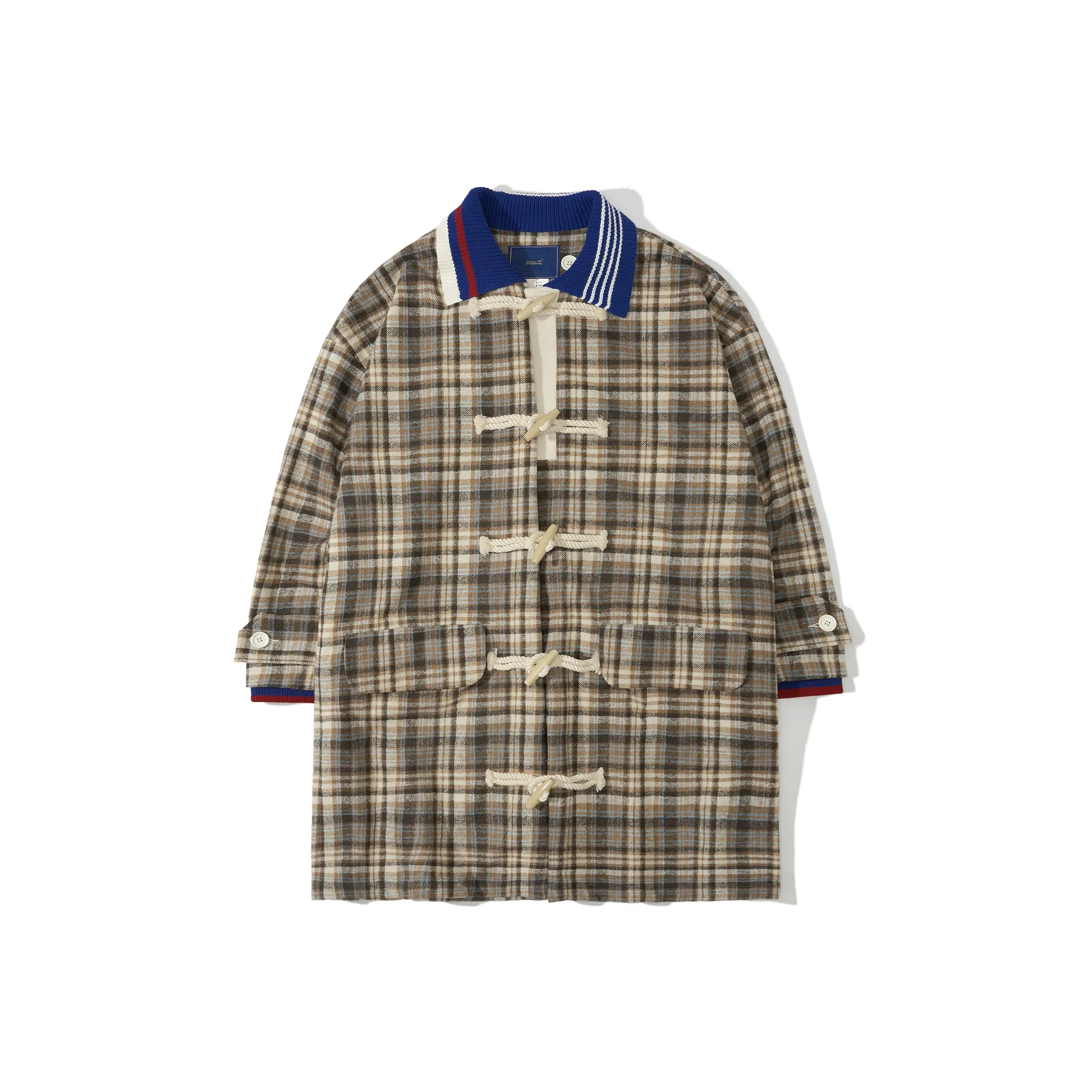 UNVESNO Puffer Jackets Unisex Brown Plaid Pattern