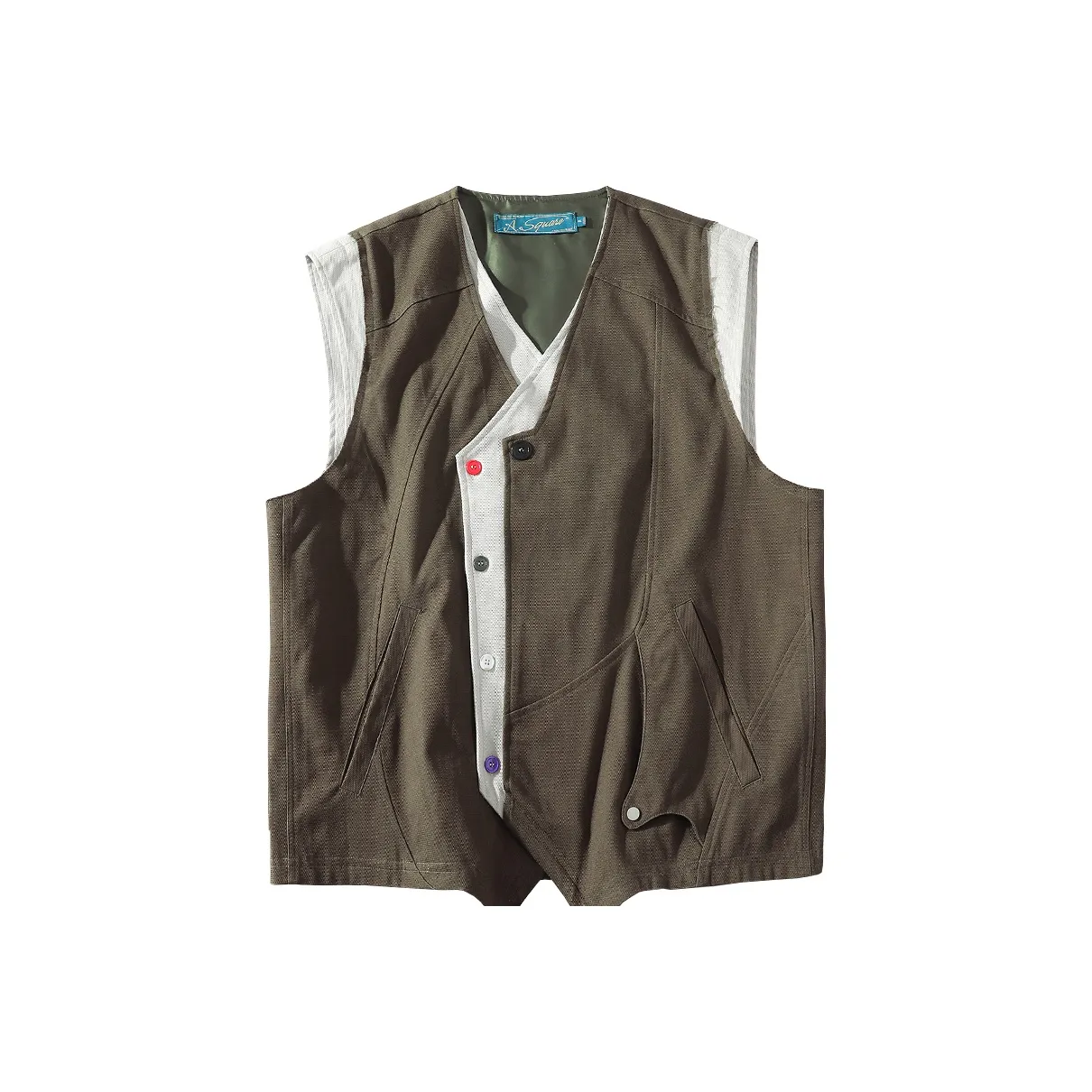 A SQUARE ROOT Vest Unisex Brown Yellow