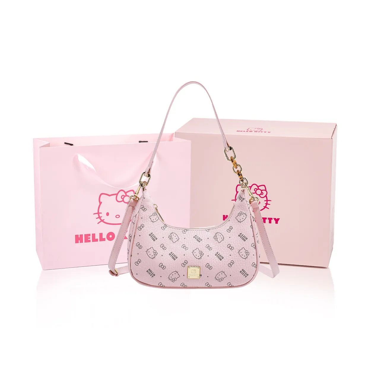 MESUCA × Sanrio Hello Kitty Collaboration Kitty Series ПУ (полиуретан) Подмышечная Сумка на Плечо Женская Многоцветная