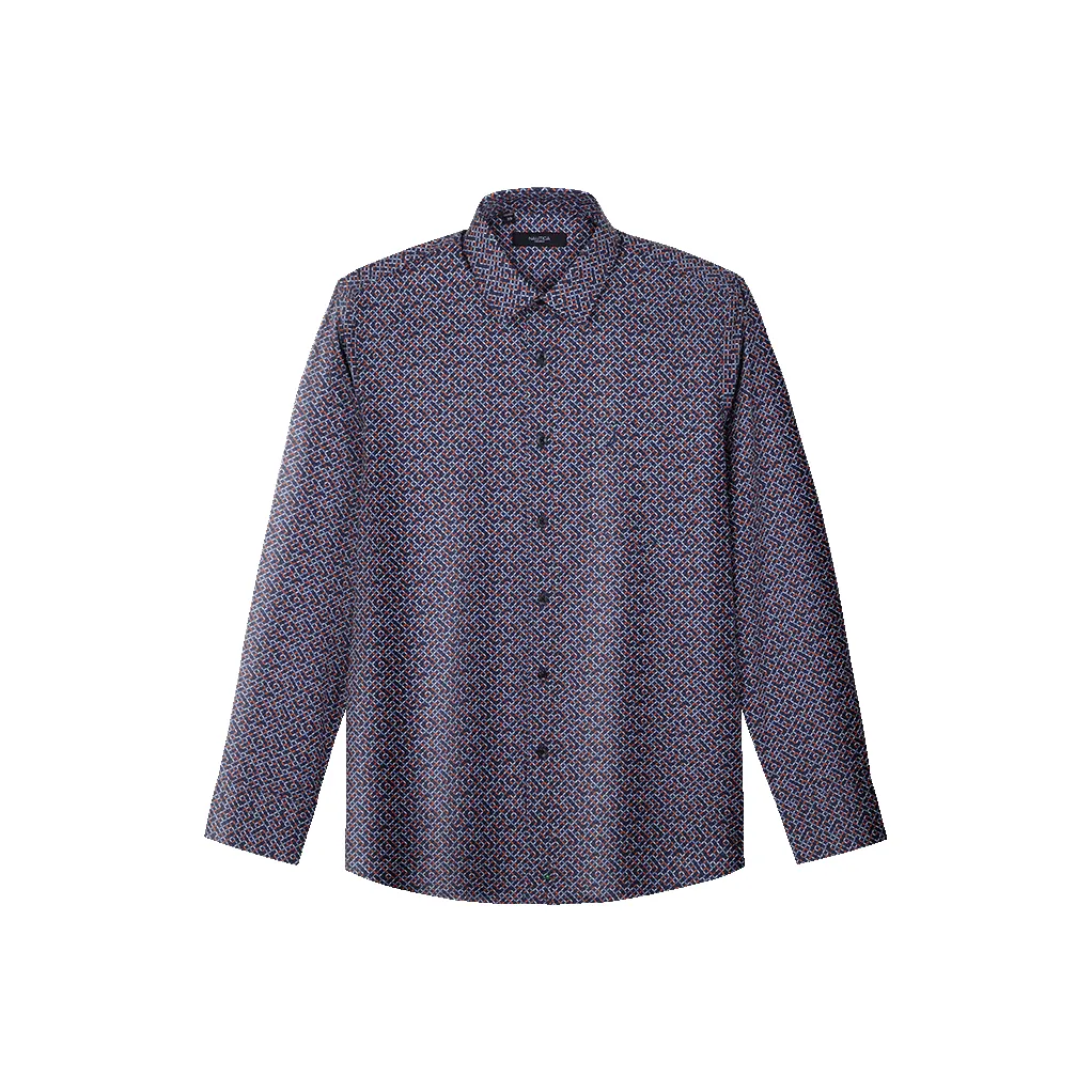 NAUTICA TAILORED Рубашка Мужская Темно-Синяя с Узором