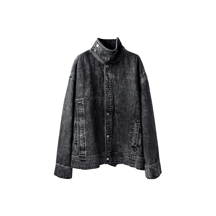 HUANXIANGZHE Denim Jacket Unisex Black HUANXIANGZHE Деним Куртка Унисекс Черный