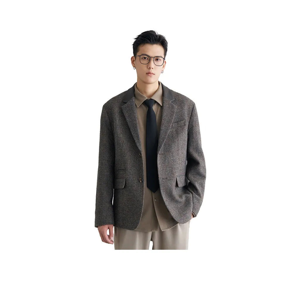 A.B.X Деловой костюм мужской коричневый клетка