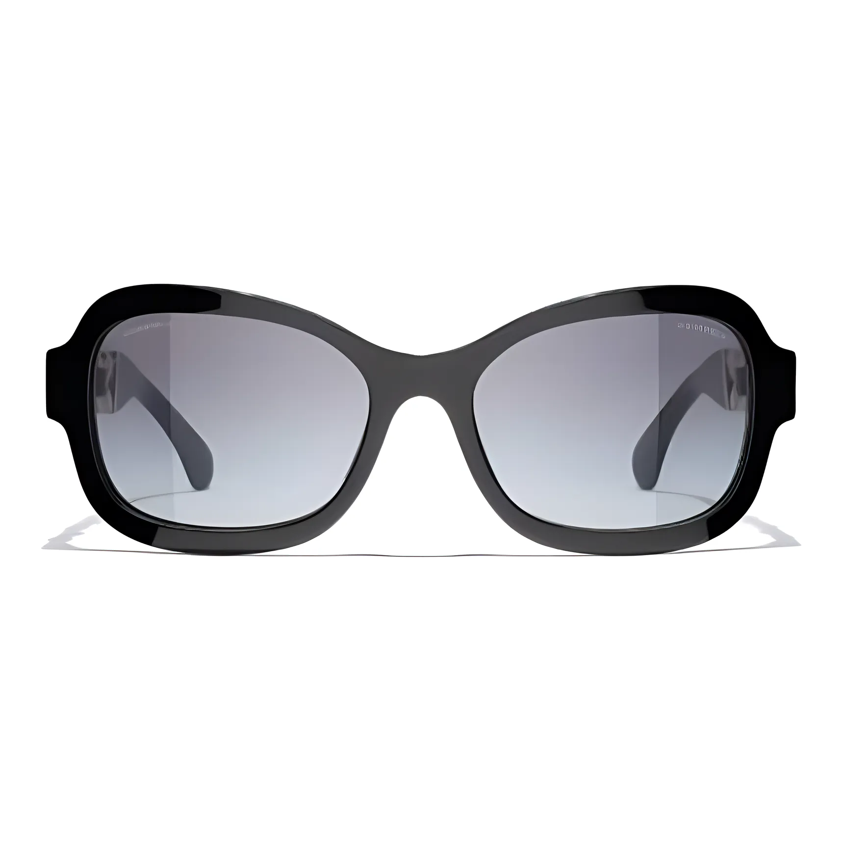 CHANEL Metal Acetate Irregular Shape Sunglasses Women's Black