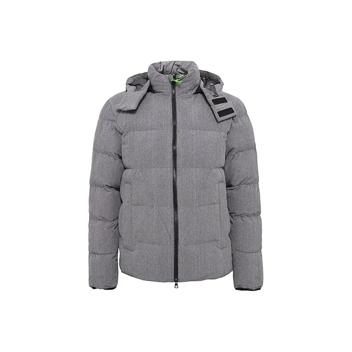 EMPORIO ARMANI FW21 Однотонный С капюшоном Пуховая куртка Мужская Светло-серый