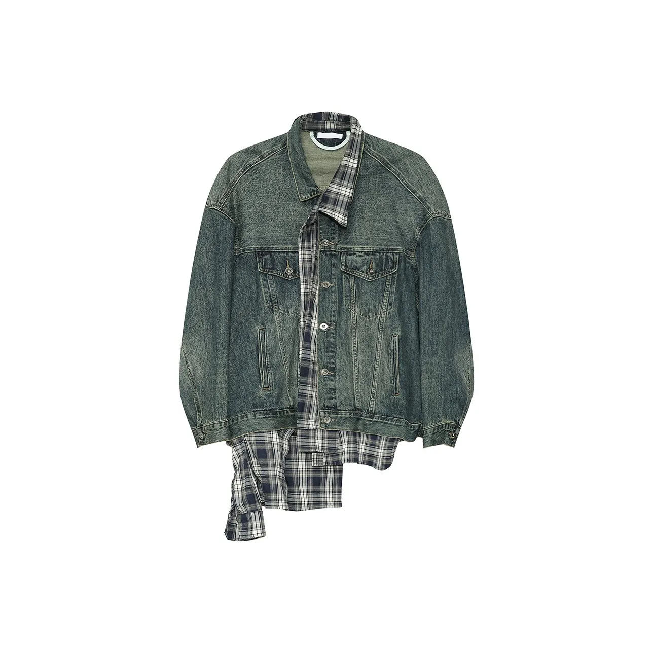 SUNSETMONENT Jackets Coats Unisex Blue Gray Plaid
