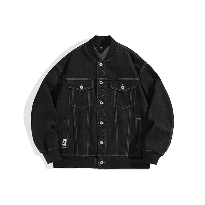 PEACEBIRD MEN Denim Jackets Men's Navy Blue 1 Loose Fit