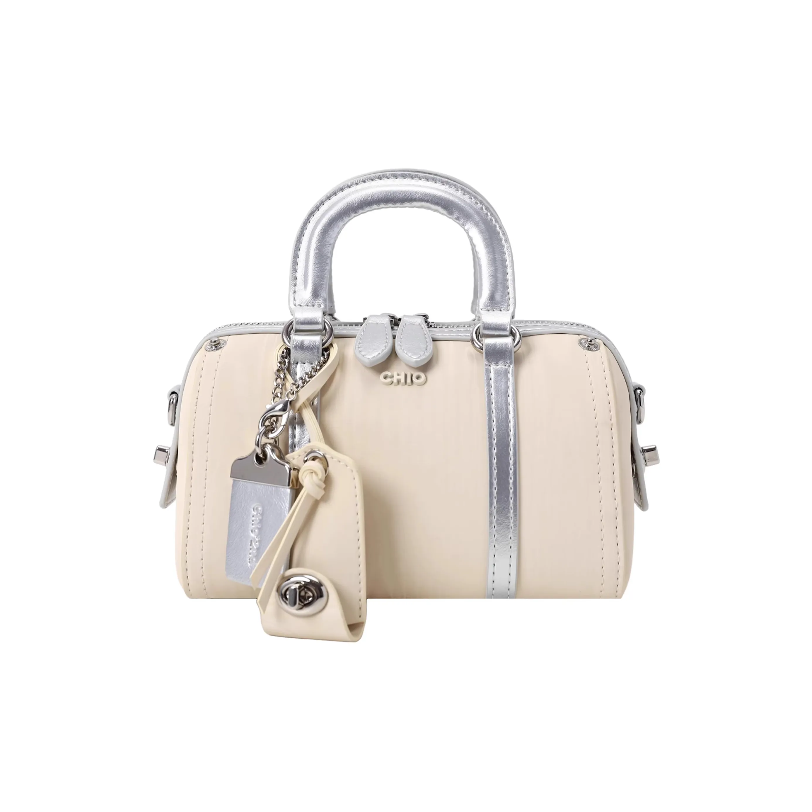 PAYOT Микрофибра Синтетическая Кожа Бостон Сумка Сумка Женская Белая и Серебряная