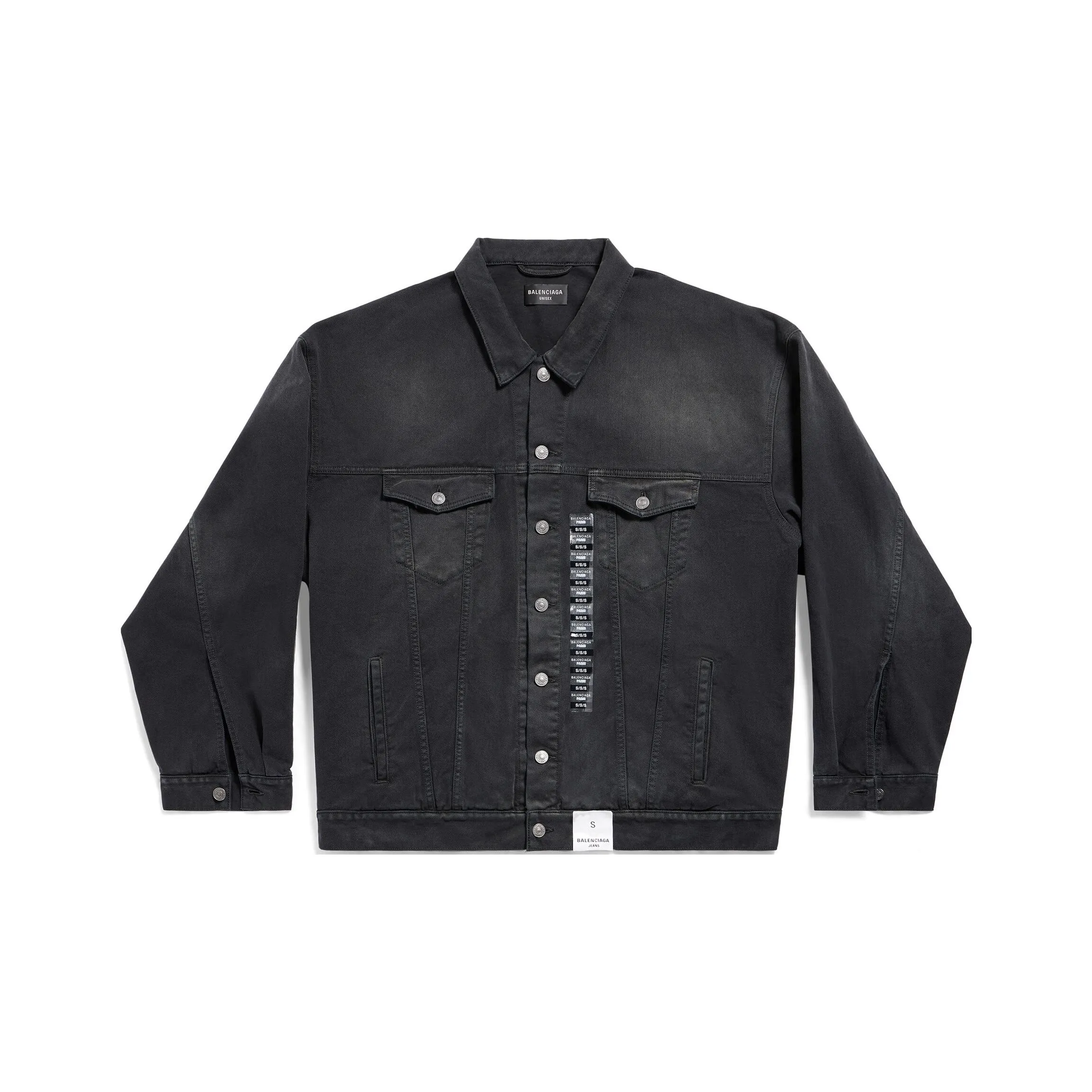 Balenciaga Collared Button Up Denim Jacket
