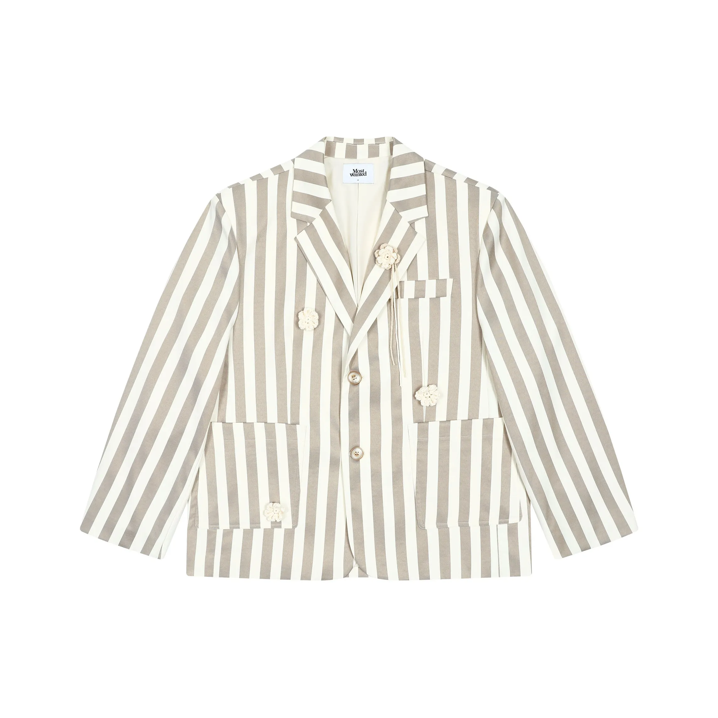MostwantedLab Business Suit Unisex White Gray Stripes