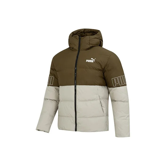PUMA Power Hooded Down Puffer Down Jacket Men's Army Green