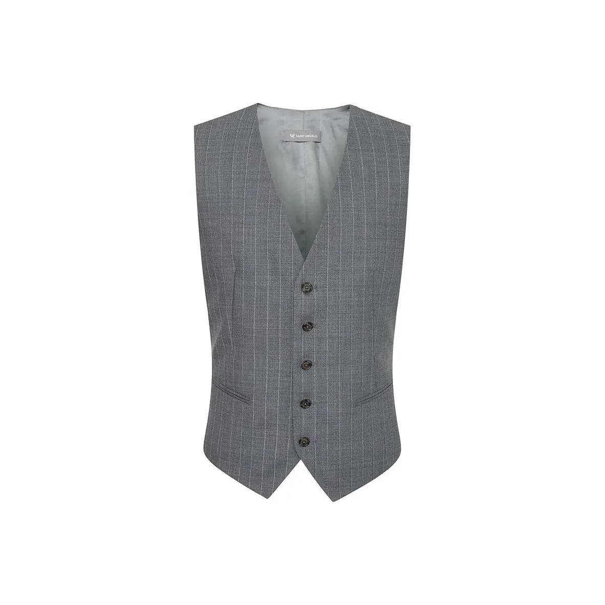 SAINT ANGELO Жилет Мужской Серый Подкладочная ткань с Белыми Вертикальными Полосами