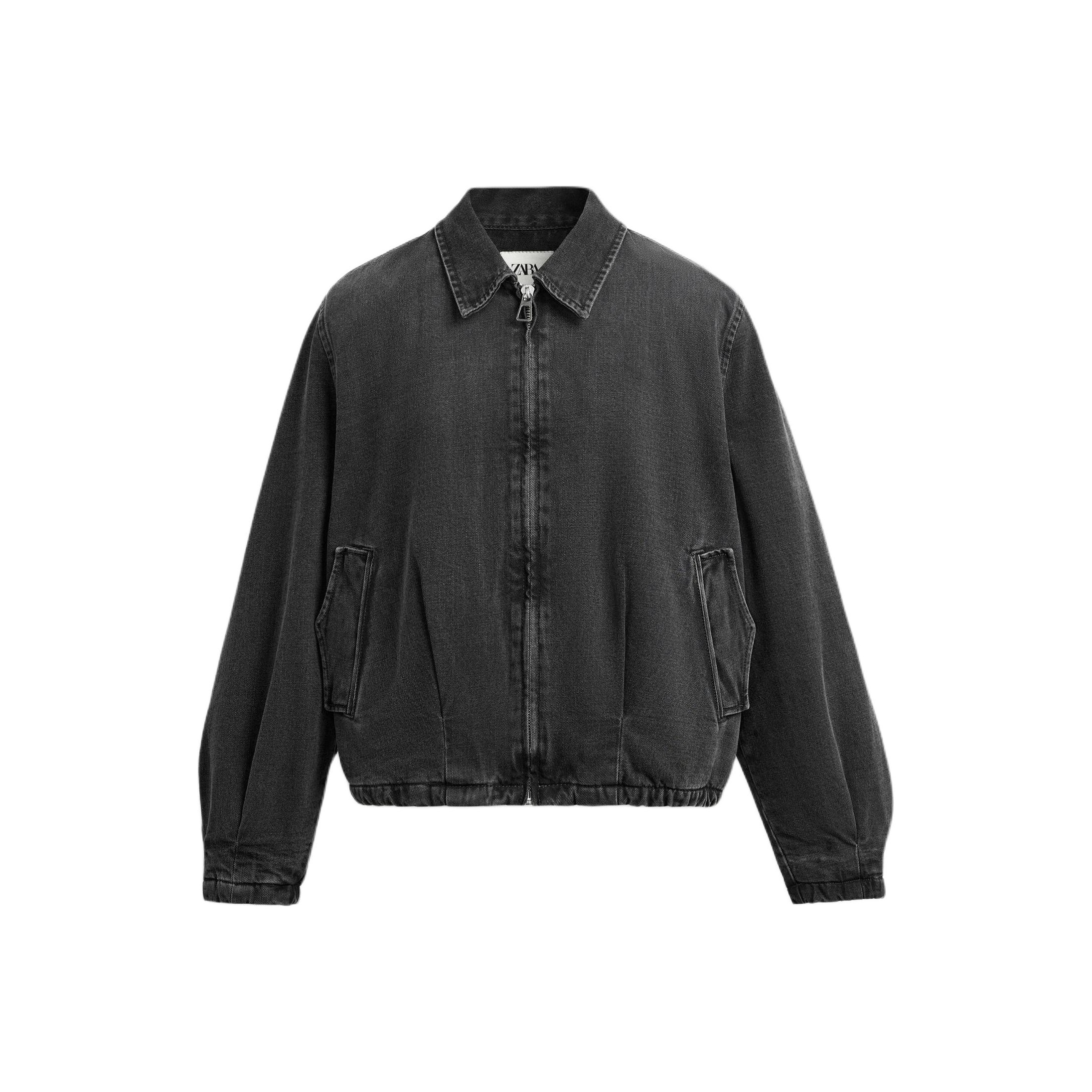 ジャケット・アウター zara BLACK denim jacket S size New Zara Contrasting Worker Jacket S Black workshirt work