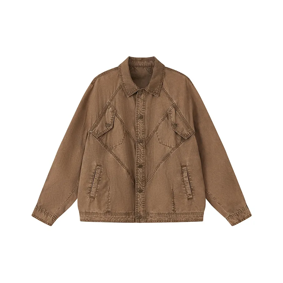WULISHAONIAN Деним Куртка Унисекс Легкий Кофе