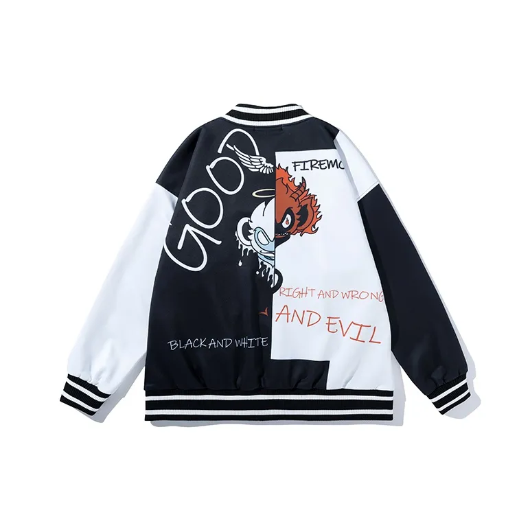 FireMonkey Бейсбольная куртка Унисекс Черный Белый