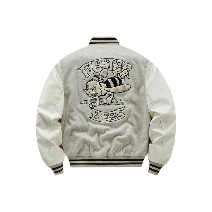 VIP Baseball Jacket Unisex Beige Heather Gray
