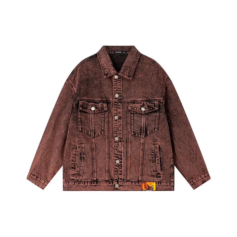 CAISEDI Denim Jackets Men's Red