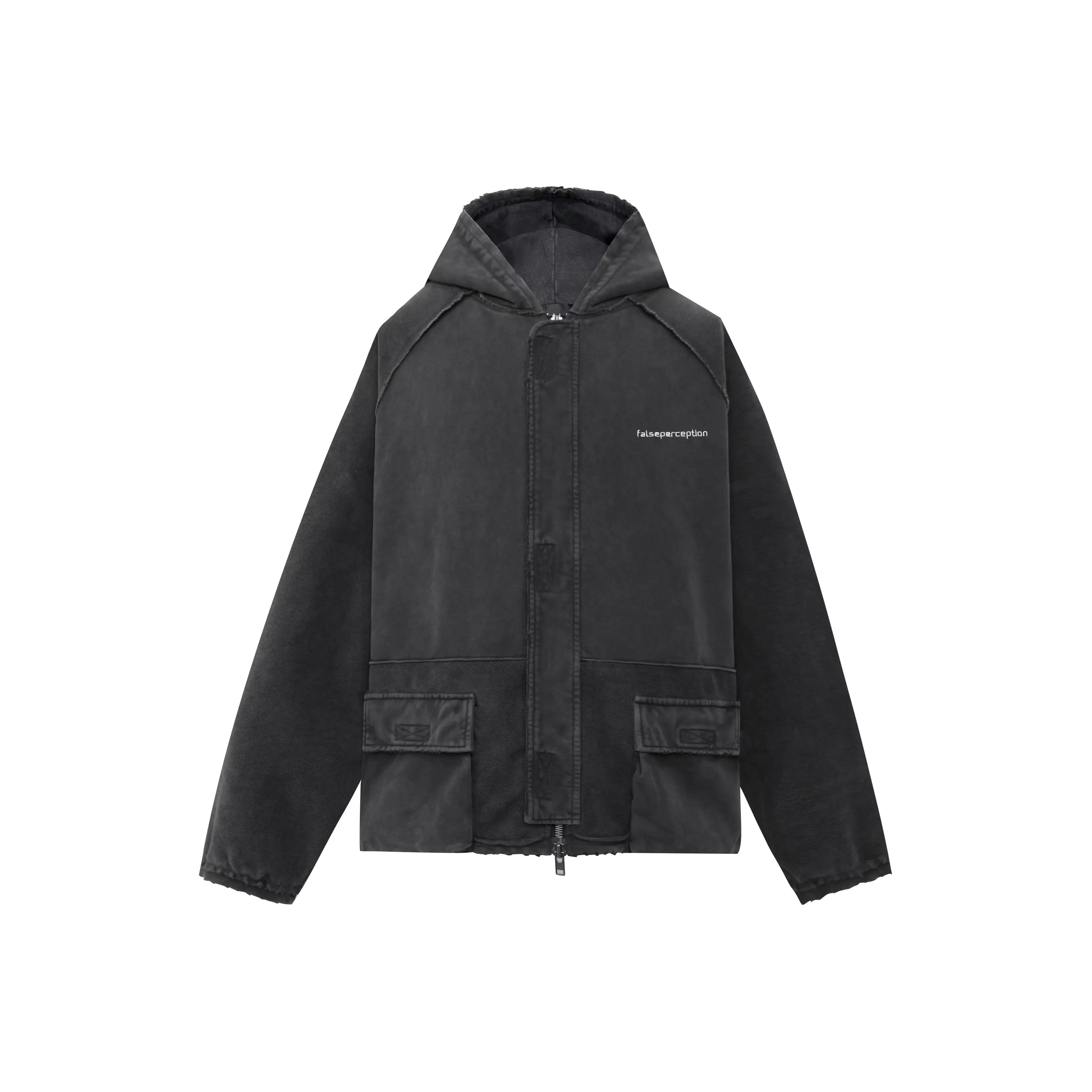 False Perception Army Cargo PARKA Куртки Пальто Унисекс Выстиранный Черный