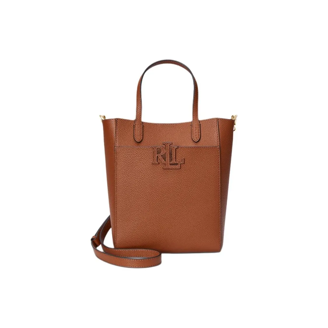 Polo Ralph Lauren Cow Leather Shoulder Bag, Crossbody Bag, Handbag Small Size Women's Brown Yellow