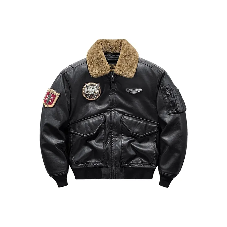 VIP Detachable Fur Collar Biker Leather Jacket With Thickened Warm Puffer Jacket Men
s
