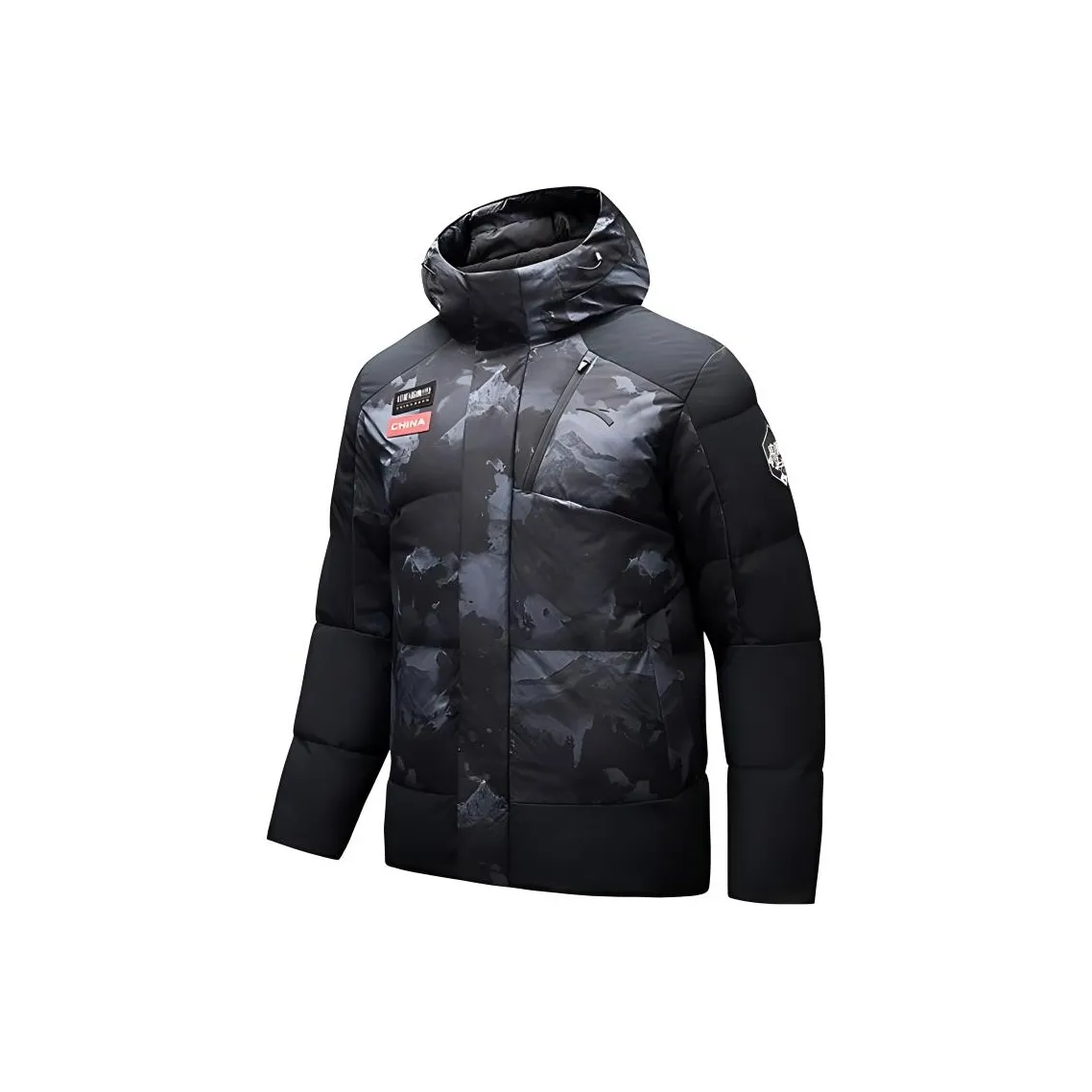 ANTA Variety Тренировки Коллекция Пуховик Мужской Основной черный Полный принт Основной черный