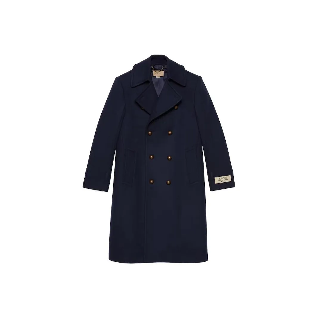 GUCCI Logo Patch Double Breasted Coat