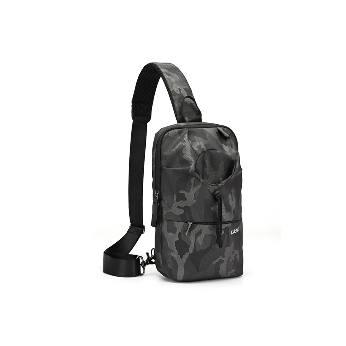 L M Oxford Sling Bag Сумка через плечо Diagonal Backpack Standard Unisex Black Gray L M Оксфорд Слинг Сумка Сумка через плечо Diagonal Рюкзак Стандартный Унисекс Черный Серый