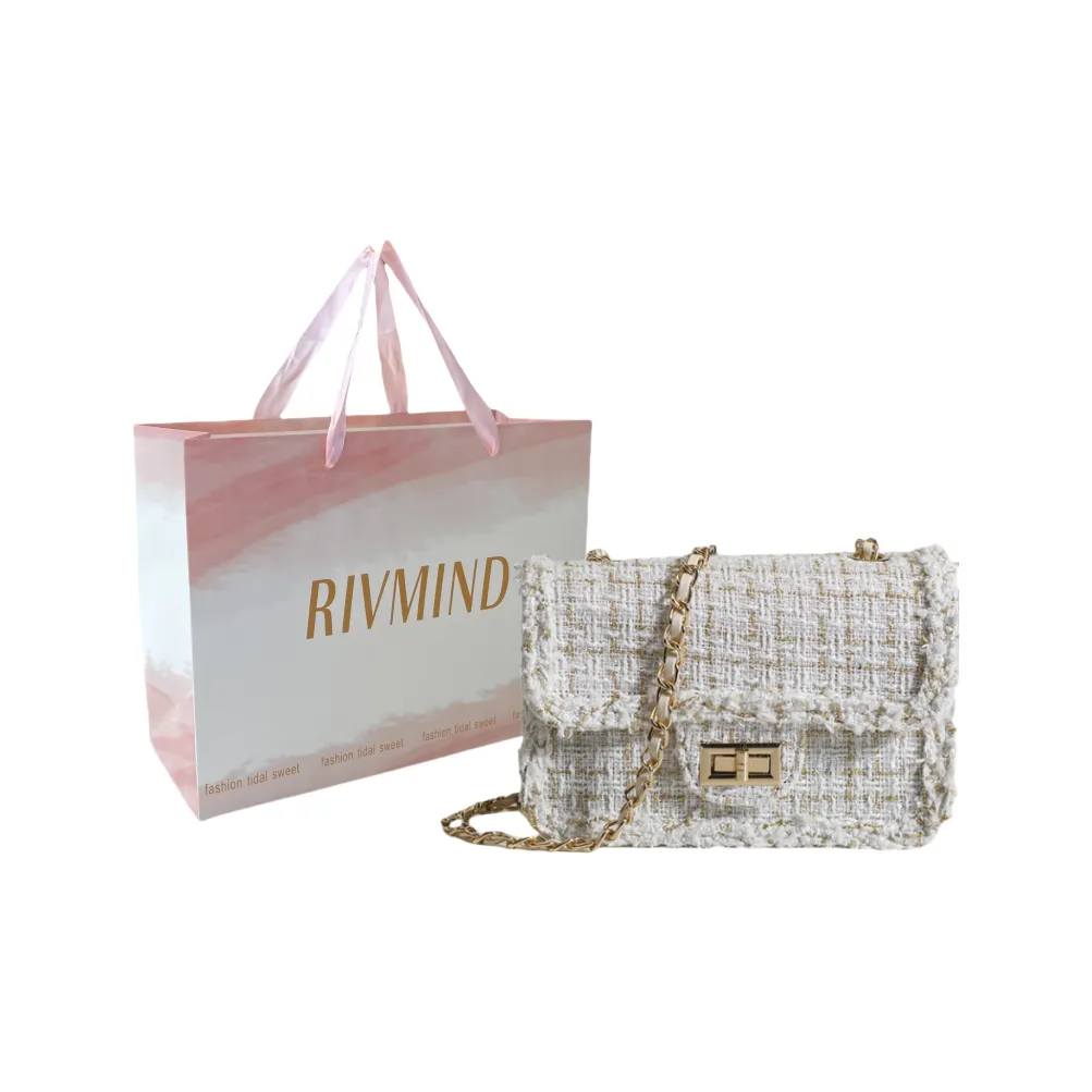 RIVMIND Вязаные ткани Сумка через плечо Сумка на плечо Женская Экрю