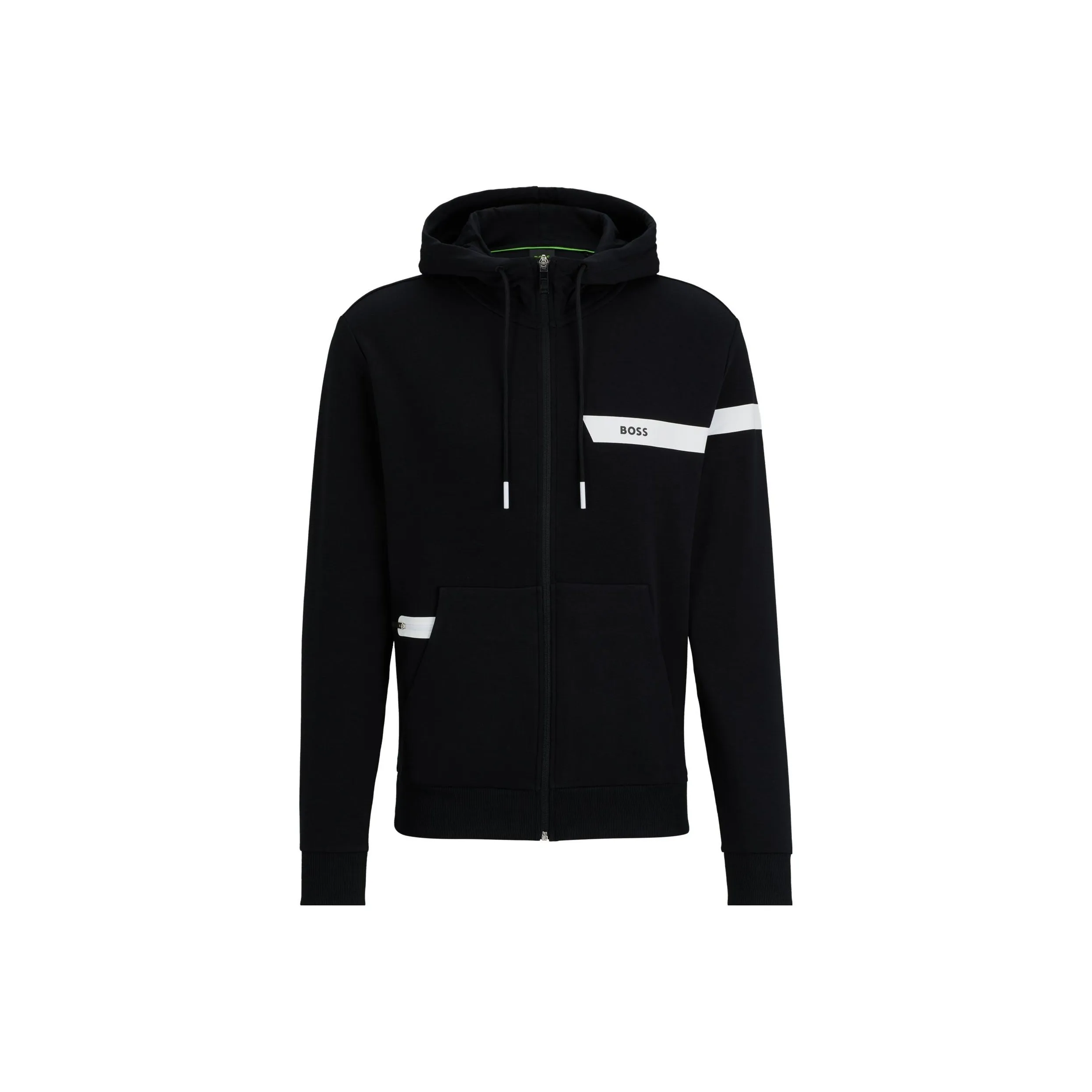 HUGO BOSS Logo Striped Zip Up Hoodie