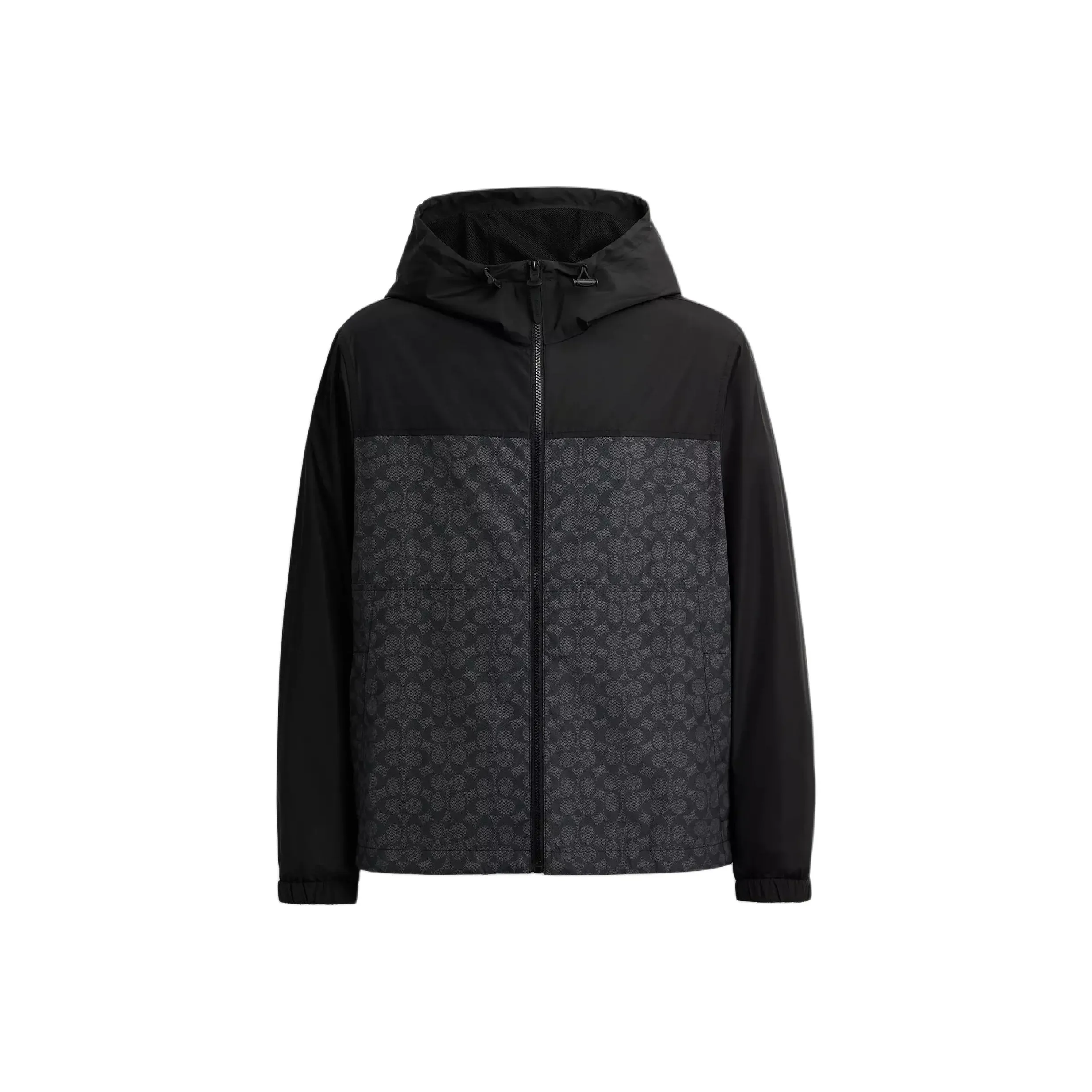 COACH Signature Full Zip Windbreaker In Recycled Polyester Jackets Coats Men's Black