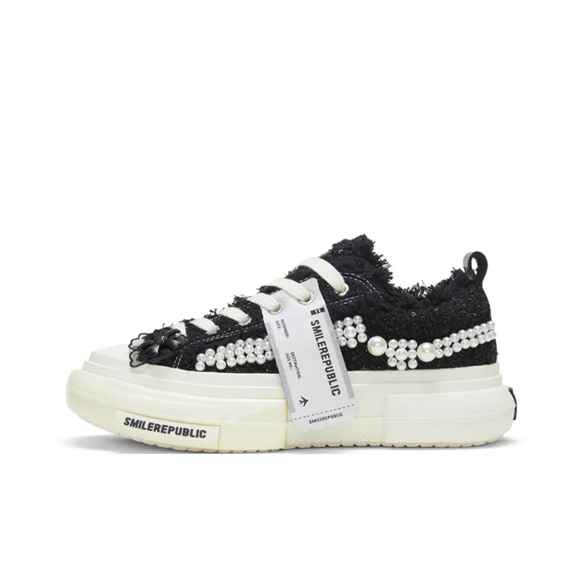 SMILEREPUBLIC INCEPTION 70s Pearl Black Obsidian Увеличение Высоты Низкие Кеды Унисекс Черный