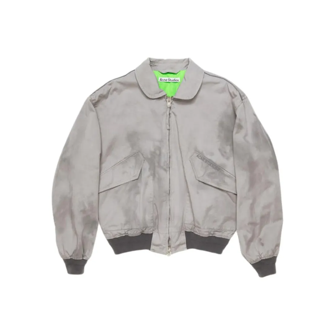 Acne Studios Logo Embroidered Zip Up Bomber Jacket