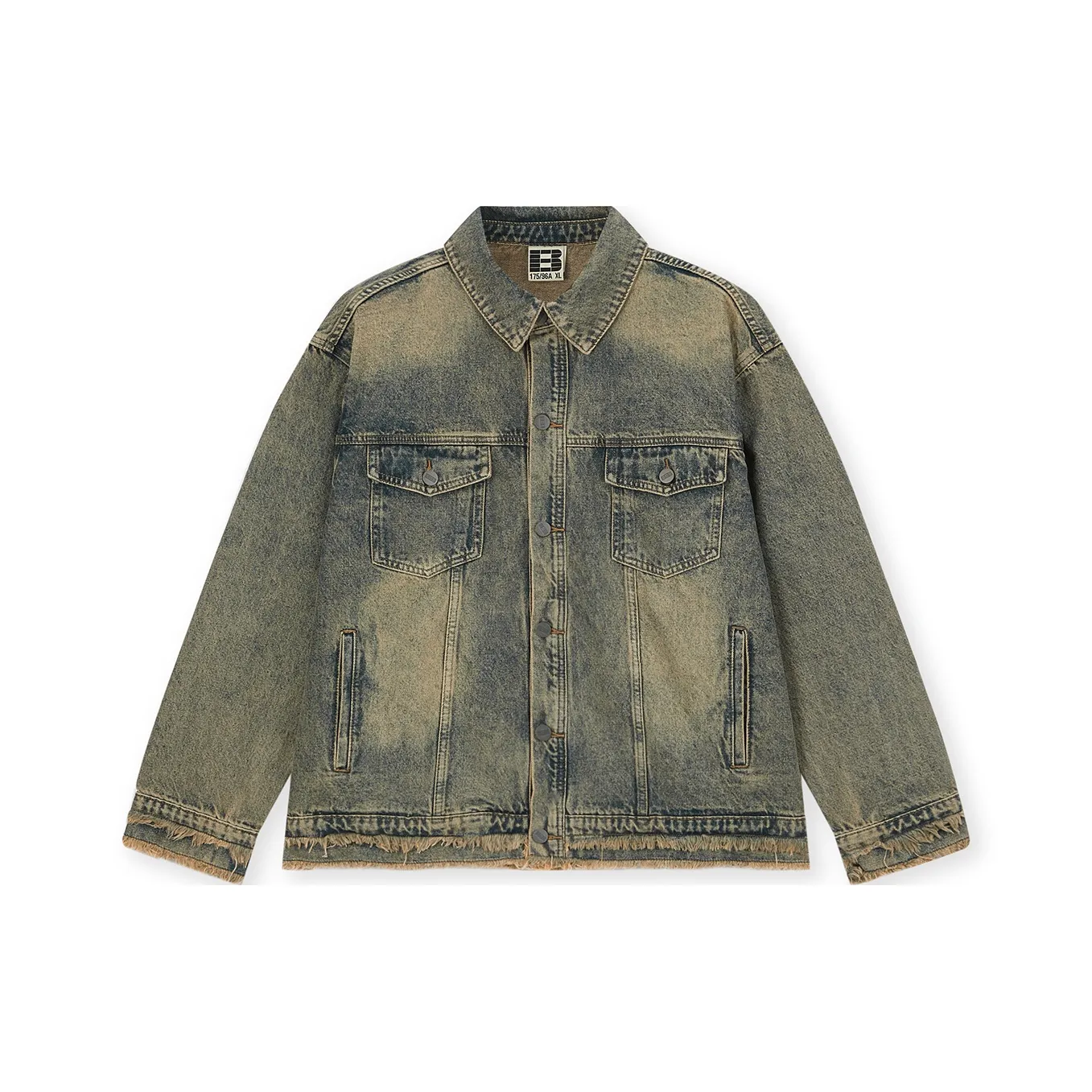 Бесшовный крой джинсовая куртка унисекс желтый грязный цвет