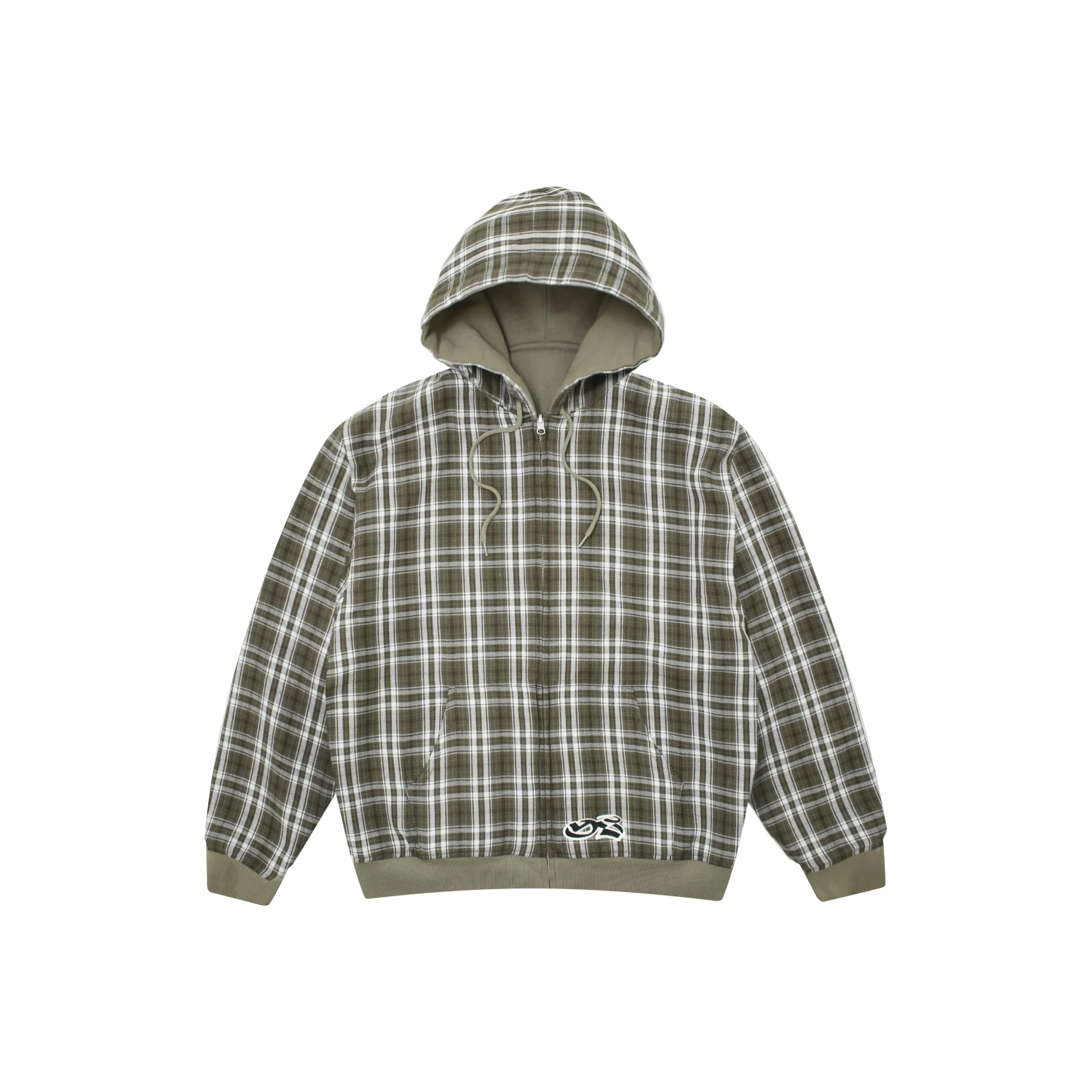 YARDSALE SS25 Reversible Flannel Hoodie Khaki/Brown Jacket Unisex Khaki/Brown