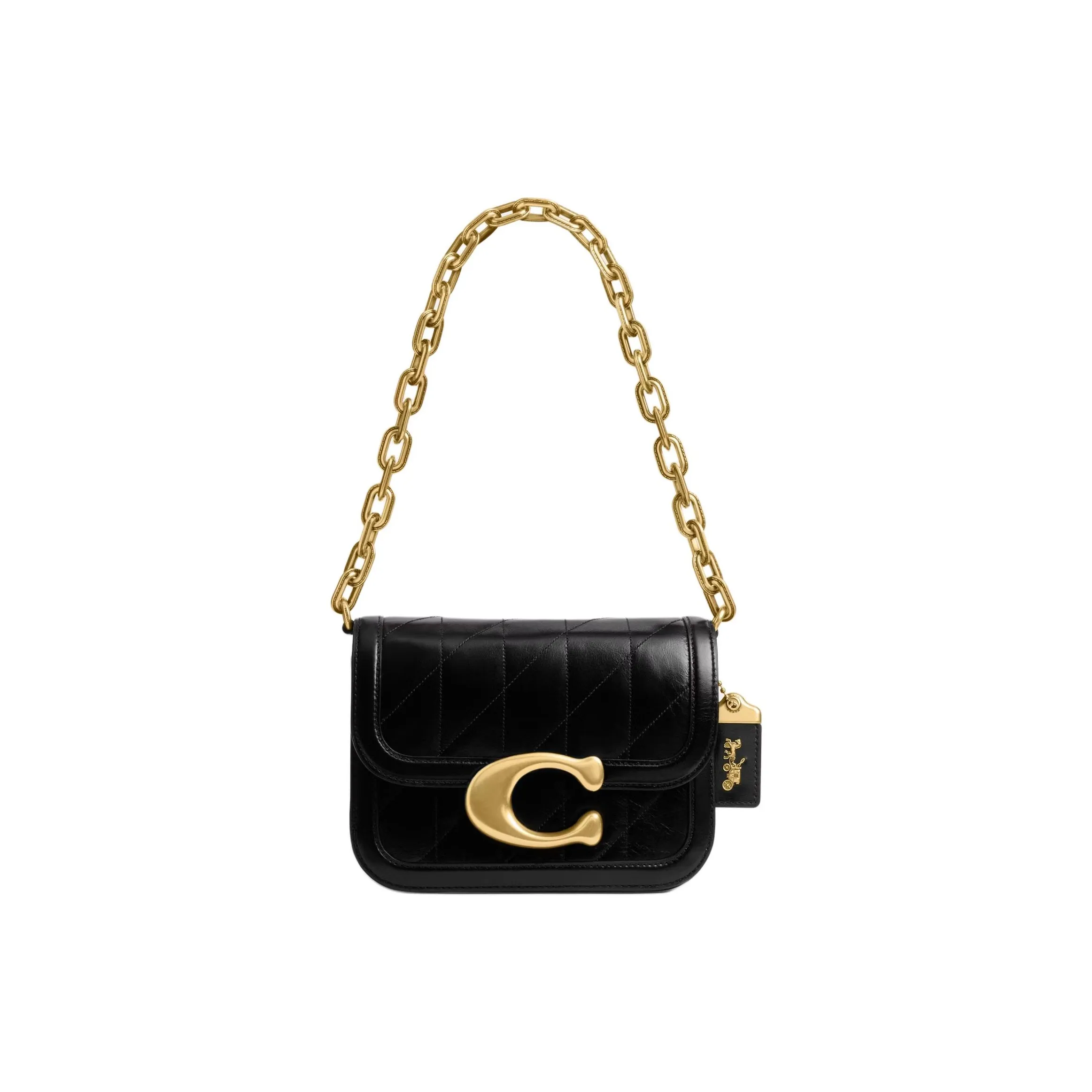 COACH IDOL Smooth Leather One Shoulder Handbag Trumpets Women's Black