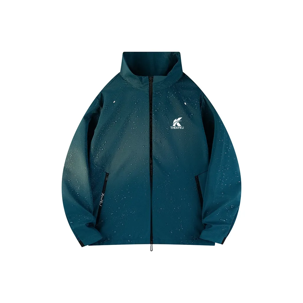 KFKU Water-Resistant Windproof Breathable Super-Light Windbreaker Jacket Unisex Riverbank Blue